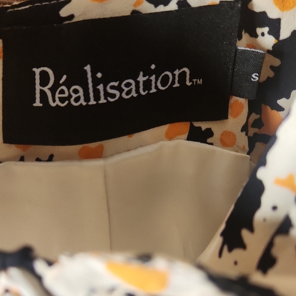 Realisation Par Black Floral Bustier Silk Mini Dress with Cream Daisies Small - Picture 9 of 10